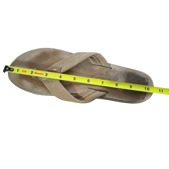 Rainbow Sandals Men's Sz 7.5 - 8.5 Tan Green 1 " Leather Straps Double Layer - Picture 13 of 15